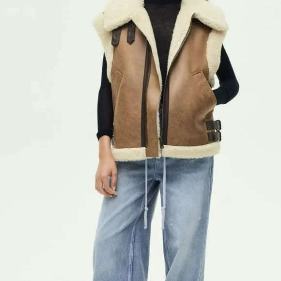 ZARA COMBINATION DOUBLE FACE FLEECE VEST - Picture 5 of 16